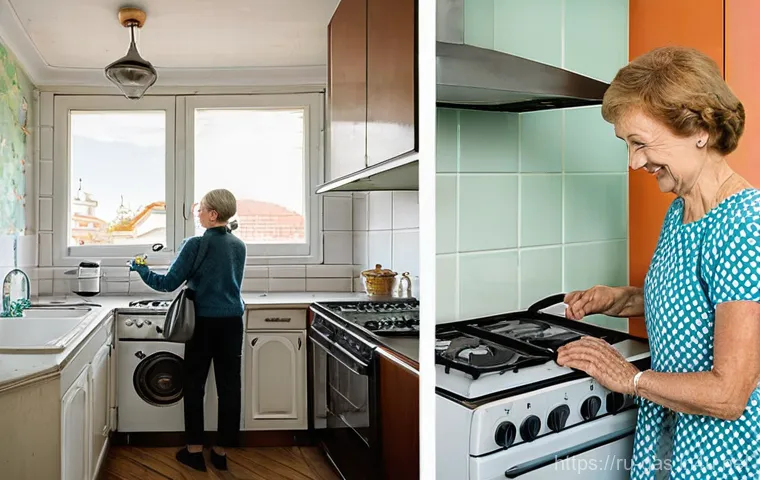 가스 안전관리 실무 매뉴얼 작성법 - **Prompt:** A split image contrasting outdated and modern gas safety practices in a typical Russian ...