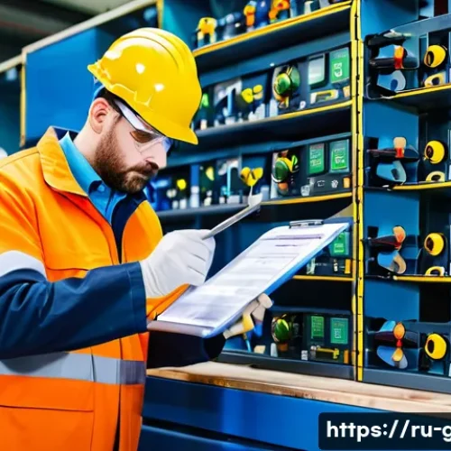 가스 자격증 실기 시험 과목별 비중 분석 - A professional gas technician in a Russian industrial workshop, wearing safety goggles, gloves, and ...
