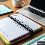 가스 자격증 필기 합격 전략 - A modern study desk setup in a cozy home office with a realistic, well-organized planner open to a d...