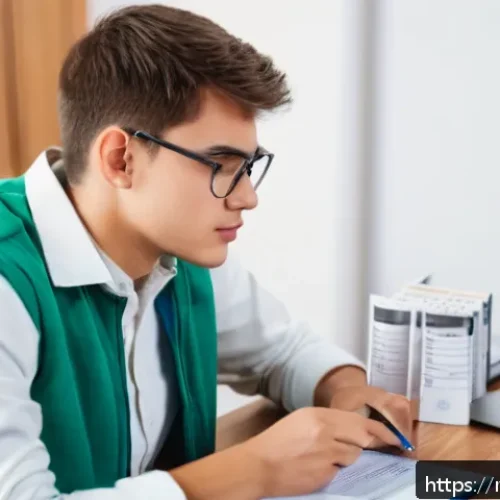 가스 자격증 합격을 위한 모의시험 활용법 - A professional study environment showing a young adult male of Russian ethnicity preparing for a gas...